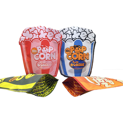 kopen De Tribune van Mylar van de popcornvorm op Bovenkant van de de Vormritssluiting van de Zakdouane de Onregelmatige online manufacture