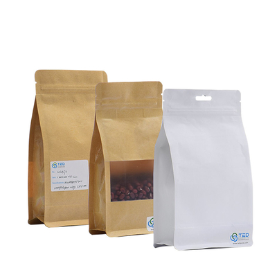 kopen het Document van 250G Doypack Witte Kraftpapier van de Bodemkraftpapier van Koffiezakken Vlakke de Koffiezakken met Venster online manufacture