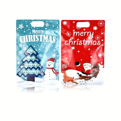 kopen Kerststand-up zak met handvat, snack rits verpakkingszak met venster online manufacture