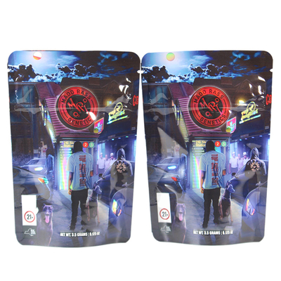 kopen Gepersonaliseerde logo Aluminium folie Stand Up Pouch Zip Lock Holographic Reselable Pouch online manufacture