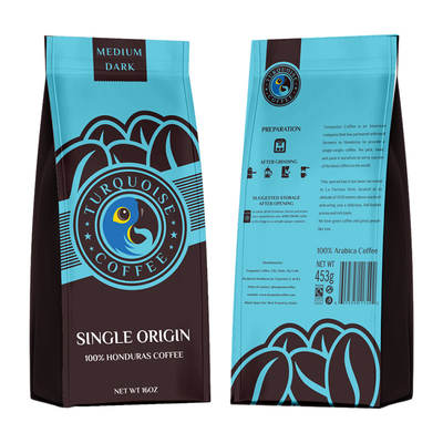 kopen Plastic gepersonaliseerde rits koffiezak verpakking glanzend afdrukken platte bodem zak koffie verpakking zakken online manufacture