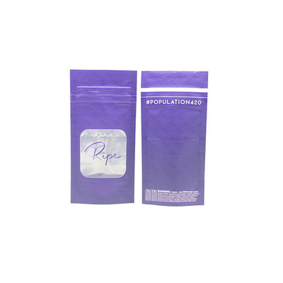 kopen Custom Logo Purple Plastic Stand Up Zip Lock Pouch Packaging Mylar Bags met raam online manufacture