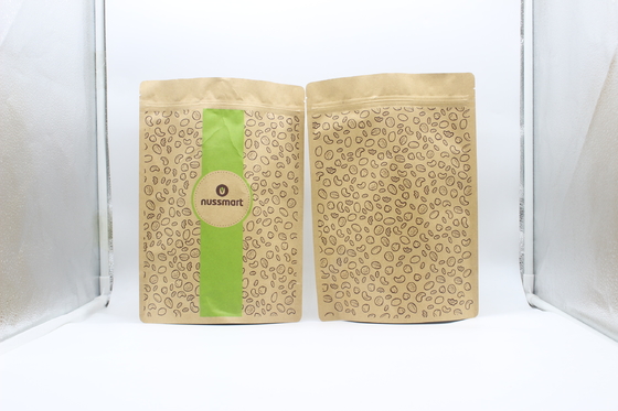 ZIPLOCKK Kraftpapier Stand Up Pouch Recycleerbaar Biologisch Afbreekbaar Voor Koffie Thee