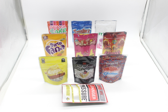 PET Glossy Mylar wietzakjes Geur proof met kind proof rits