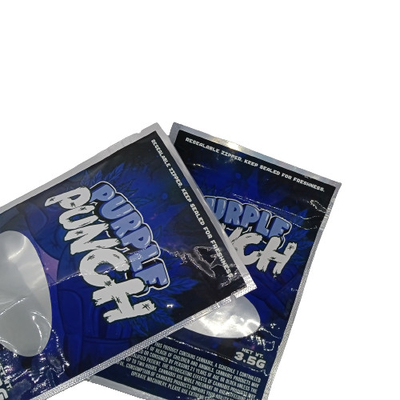 Aluminiumfolie Mylar ziplockk zakken staan met raam voor wiet wiet verpakking
