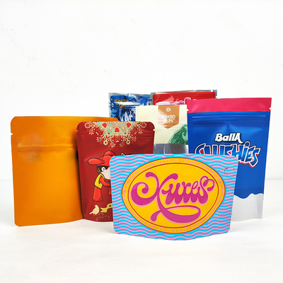 Kind-proof Mylar wiet zakken Stand Up Food Pouch Digitale drukzakken