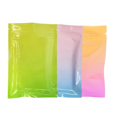 Food Grade Snack 3 Side verzegelde zakken Zipper Gradiaal Kleur Regenboog Kleurrijk
