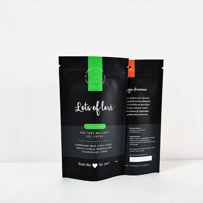 Plastic Custom Stand Up Bag Gravure Printing Zipper Tea Packing Bag