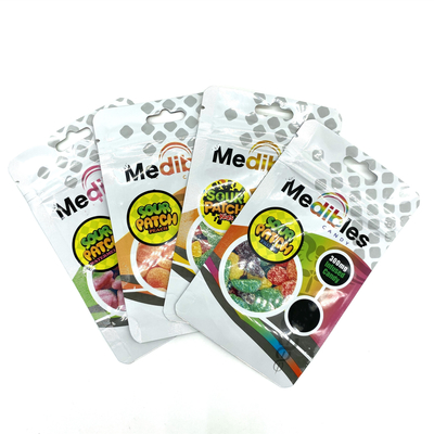 Gummies 300 mg Driezijdige afdichting zak biologisch afbreekbare ziplockk Plastic zakken met handvat gat