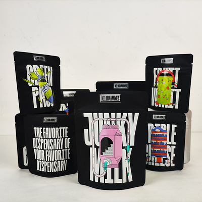 Custom Logo Aluminiumfolie Mylar Bag Herbruikbare ziplockk Voedsel geurbestendige Stand Up Pouch