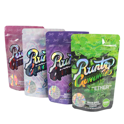 PET Ziplock Stand Up Pouch Holografische Glanzige Verpakking
