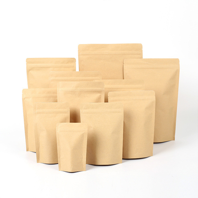 Recycleerbare composteerbare biologisch afbreekbare opstaande zakken Kraftpapier Zipper Bag 70g