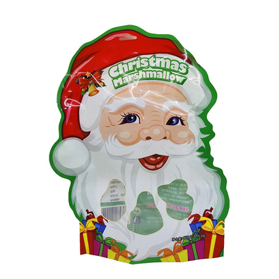 Speciaal gevormde plastic Mylar zak met rits, aangepaste kerst verpakkingszak