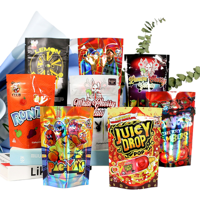 Custom 3.5g Hologram Stand Up Pouch Ziplock Holographische verpakkingszak