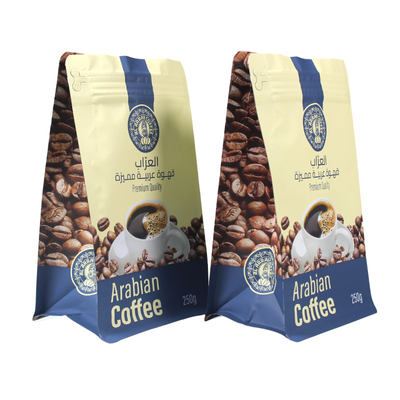 Gepersonaliseerd logo Flat bottom pouch Matte gelamineerd Zip Lock koffiezakjes met klep