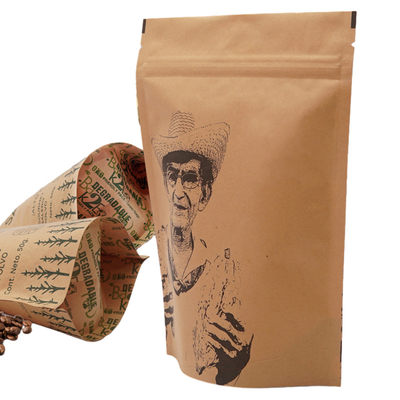 Gelamineerd Plastic Stand Up Pouch Zip Lock Gedroogd Voedsel Biologisch Afbreekbaar Kraft Papierzak
