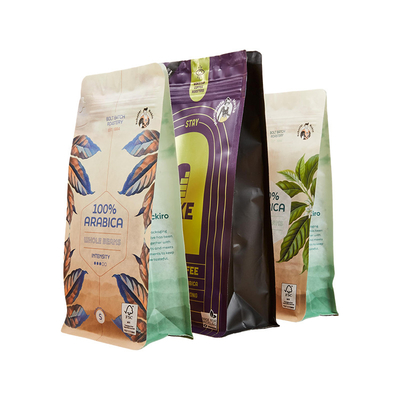 Biologisch afbreekbaar Kraftpapier Voedsel Zipper Verpakking Stand Up Pouch Custom Hervergrendelbaar Waterdicht