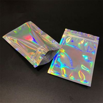 Stand-up Holographic Zipper Packaging Bag Flat Pockets Kleine Laser Zip Lock Plastic Bags